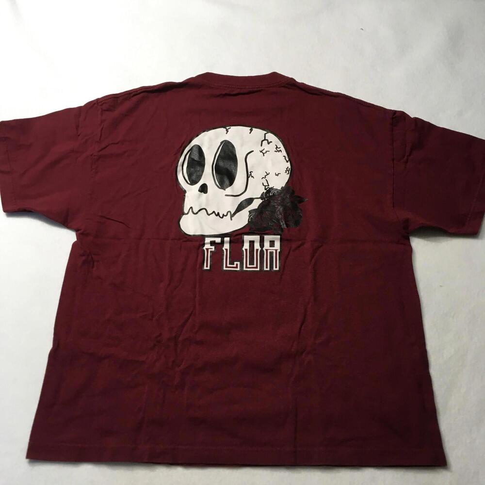 SKELETON  WOMAN ROSE FLOWER burgundy spanish t-sHIRT spanish double sided